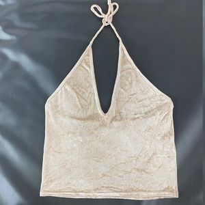 French Connection Halter Crop Top, velvety soft, factory sample